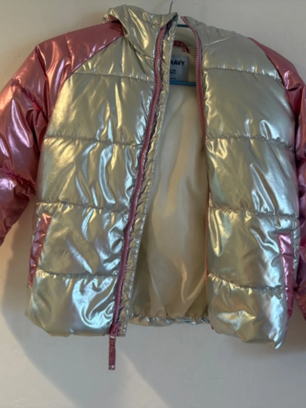 Old Navy Girls Winter Jacket Metallic Pink / Silver Size 10 / 12